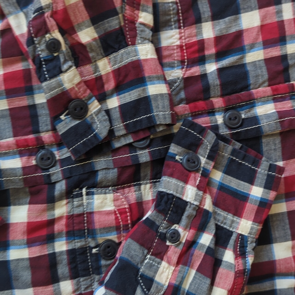 Baby Gap Plaid Lined Long Sleeve Button Down Shirt Toddler 18-24 Months Red Blue - Picture 7 of 12